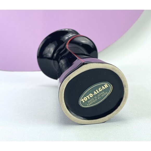 Vintage 80s minimalist vase, Toyo Algar Art Deco Revival, black red ceramic - Picture 9 of 10